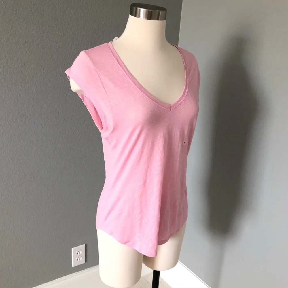 NWT Express Pink V-Neck Linen Tank T-Shirt - Picture 14 of 16